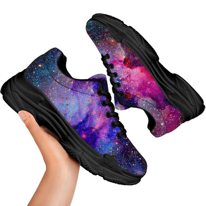 Colorful Nebula Galaxy Space Print Black Chunky Shoes