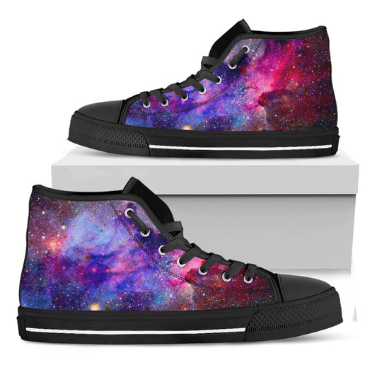 Colorful Nebula Galaxy Space Print Black High Top Sneakers