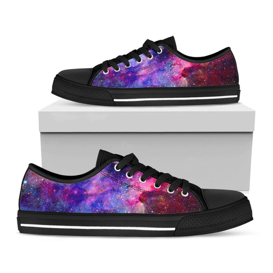 Colorful Nebula Galaxy Space Print Black Low Top Sneakers