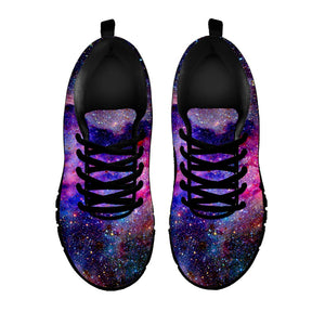 Colorful Nebula Galaxy Space Print Black Running Shoes