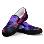 Colorful Nebula Galaxy Space Print Black Slip On Sneakers