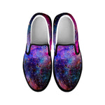 Colorful Nebula Galaxy Space Print Black Slip On Sneakers