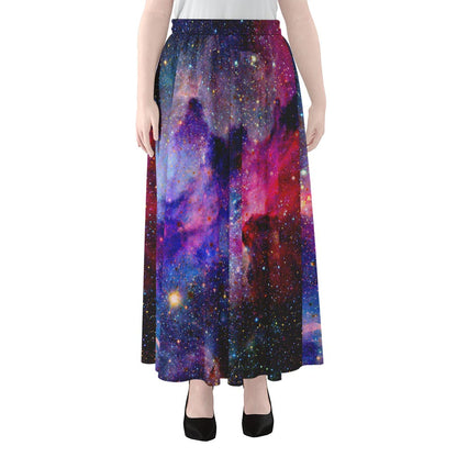 Colorful Nebula Galaxy Space Print Chiffon Maxi Skirt