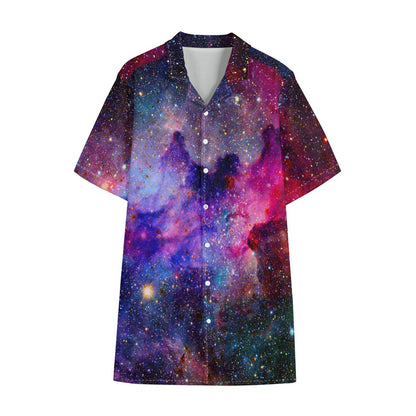 Colorful Nebula Galaxy Space Print Cotton Hawaiian Shirt