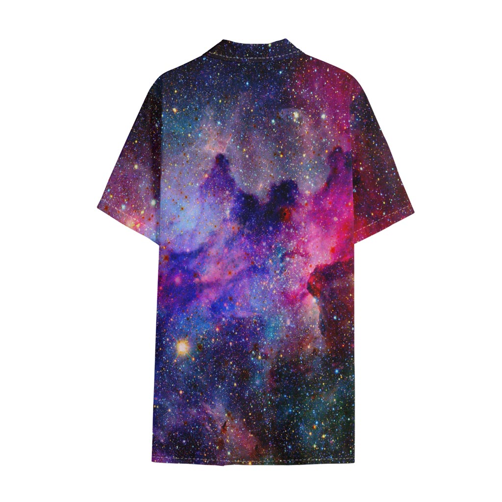 Colorful Nebula Galaxy Space Print Cotton Hawaiian Shirt