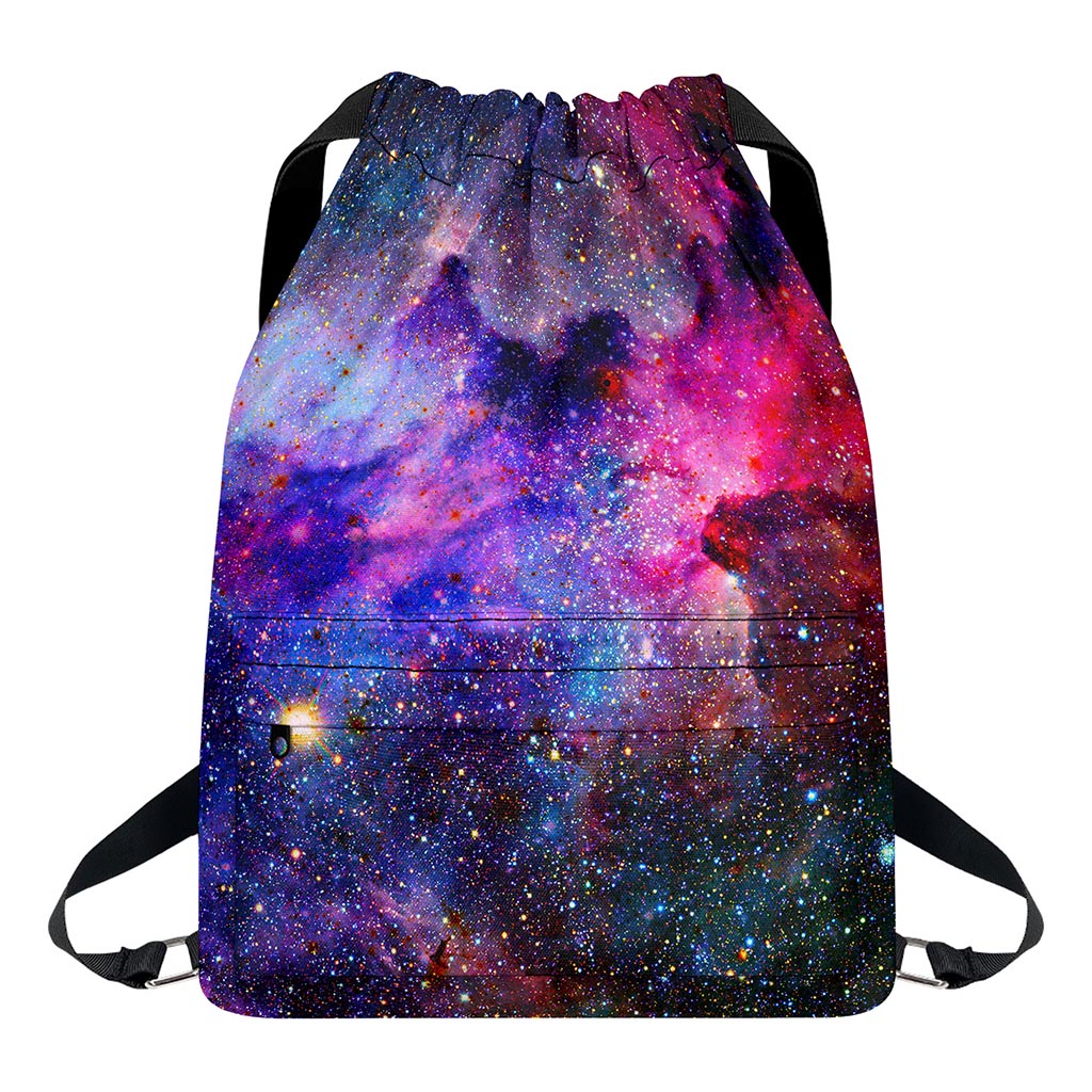 Colorful Nebula Galaxy Space Print Drawstring Backpack