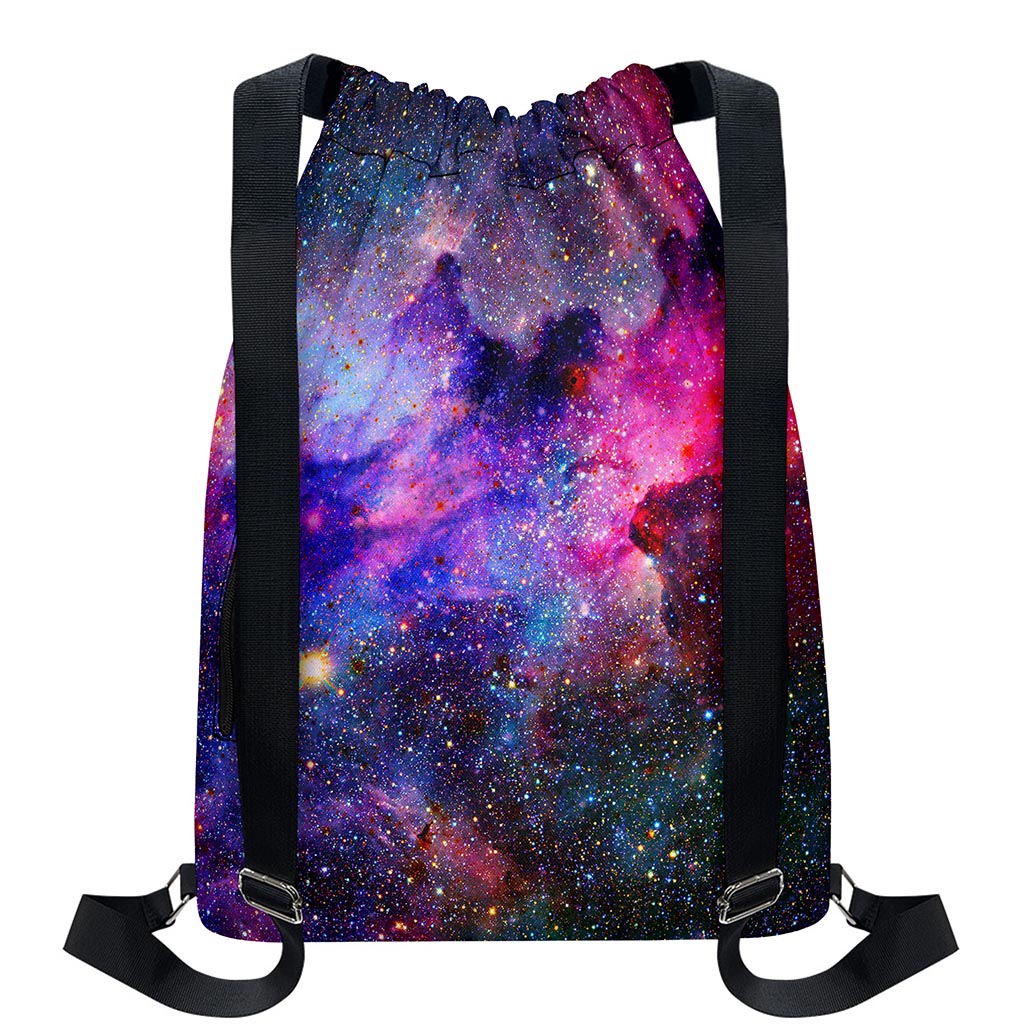 Colorful Nebula Galaxy Space Print Drawstring Backpack