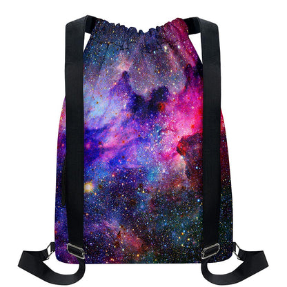 Colorful Nebula Galaxy Space Print Drawstring Backpack
