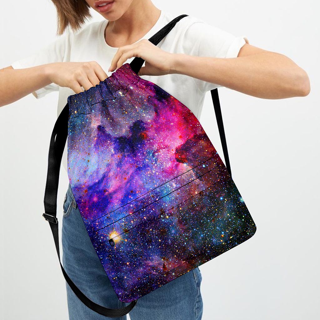 Colorful Nebula Galaxy Space Print Drawstring Backpack