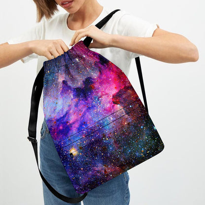 Colorful Nebula Galaxy Space Print Drawstring Backpack