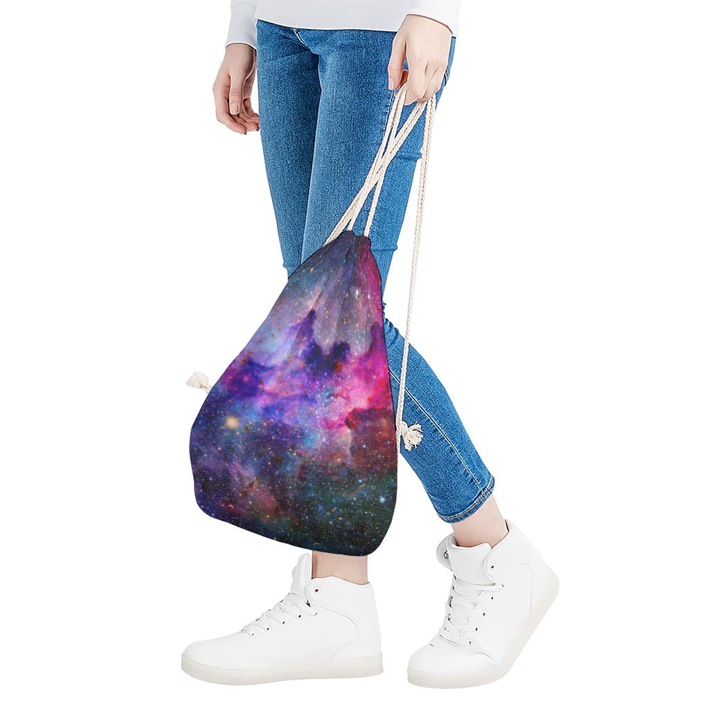 Colorful Nebula Galaxy Space Print Drawstring Bag