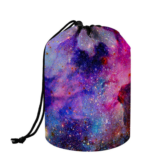 Colorful Nebula Galaxy Space Print Drawstring Makeup Bag