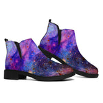 Colorful Nebula Galaxy Space Print Flat Ankle Boots
