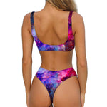 Colorful Nebula Galaxy Space Print Front Bow Tie Bikini
