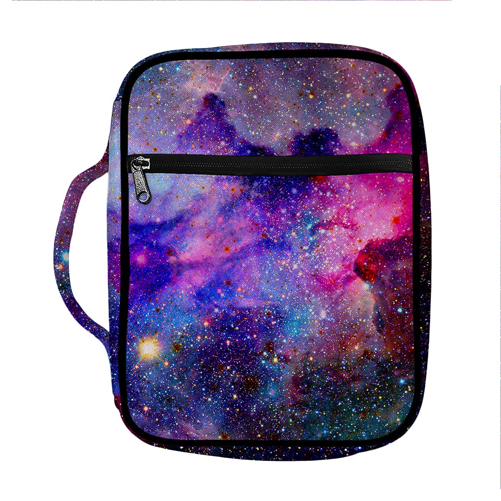 Colorful Nebula Galaxy Space Print Front Pocket Bible Bag