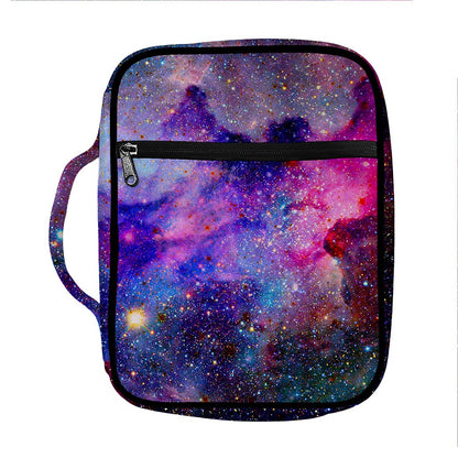 Colorful Nebula Galaxy Space Print Front Pocket Bible Bag