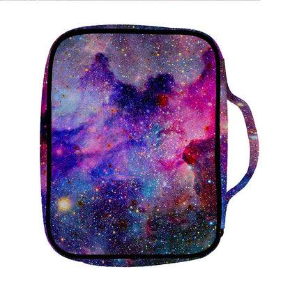 Colorful Nebula Galaxy Space Print Front Pocket Bible Bag