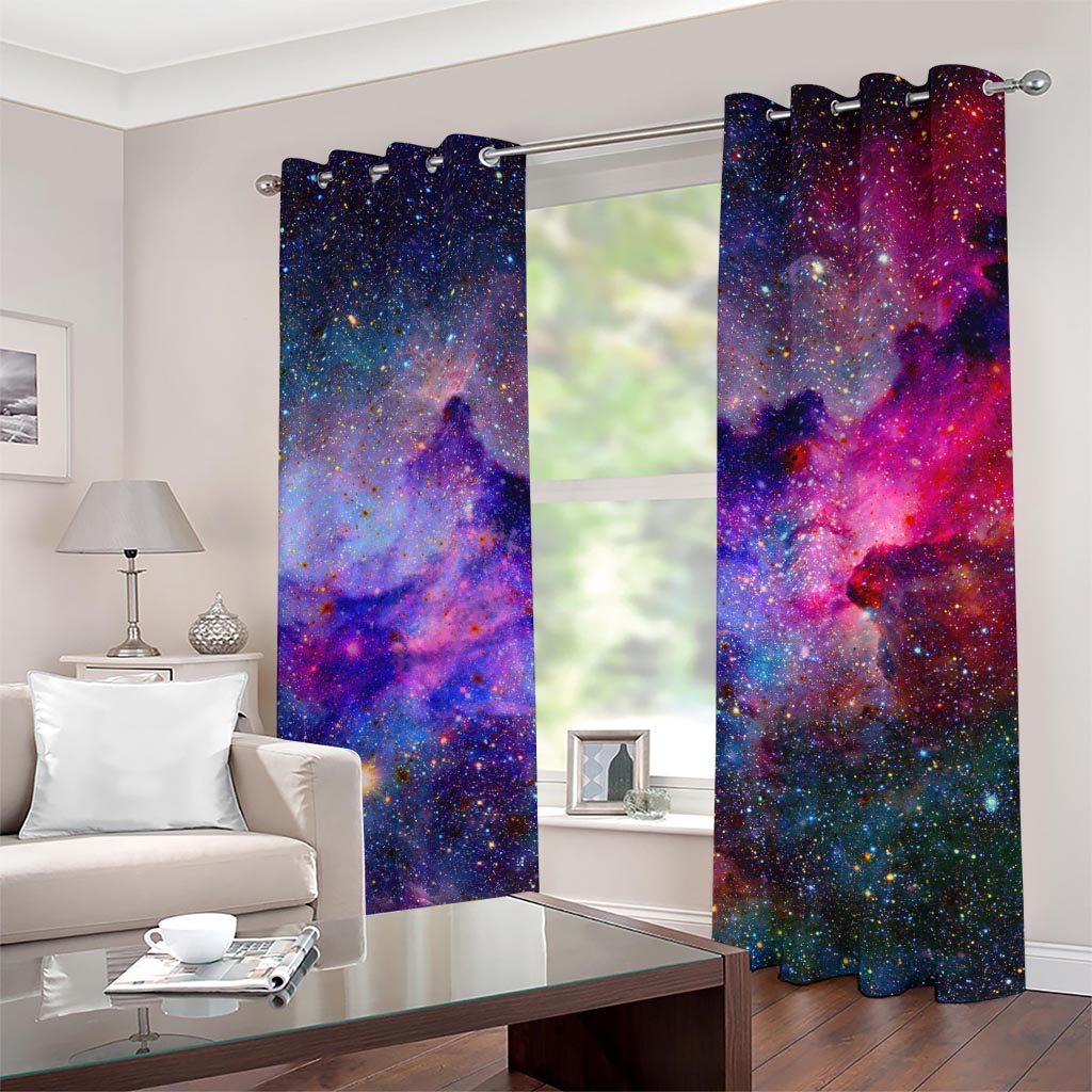Colorful Nebula Galaxy Space Print Grommet Curtains
