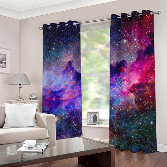 Colorful Nebula Galaxy Space Print Grommet Curtains