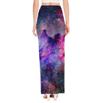 Colorful Nebula Galaxy Space Print High Slit Maxi Skirt