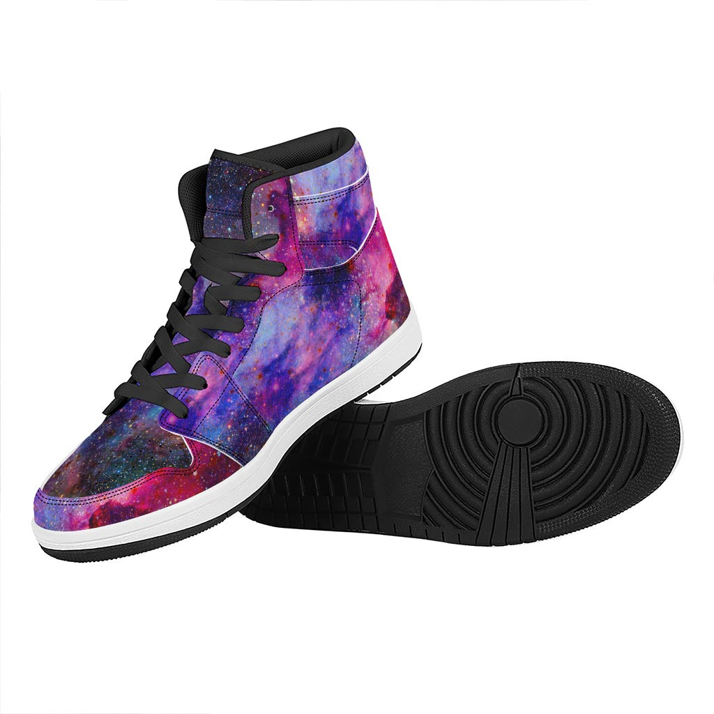 Colorful Nebula Galaxy Space Print High Top Leather Sneakers