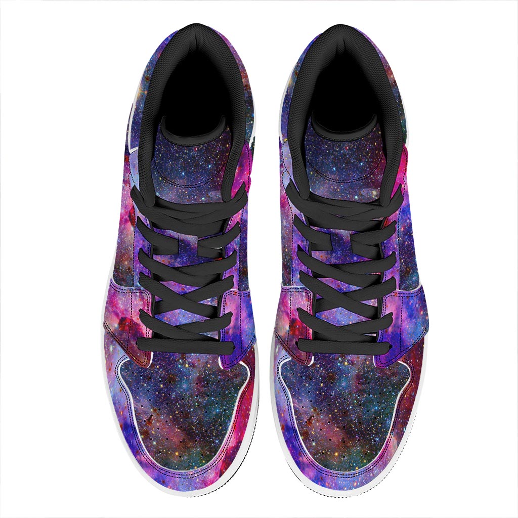 Colorful Nebula Galaxy Space Print High Top Leather Sneakers