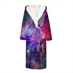 Colorful Nebula Galaxy Space Print Hooded Bathrobe