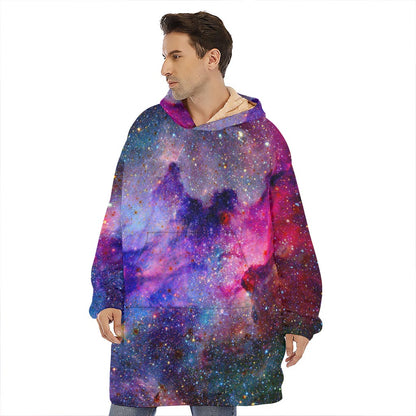 Colorful Nebula Galaxy Space Print Hoodie Blanket