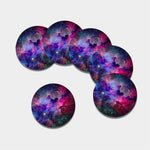 Colorful Nebula Galaxy Space Print Leather Coaster Set