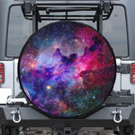 Colorful Nebula Galaxy Space Print Leather Spare Tire Cover