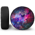 Colorful Nebula Galaxy Space Print Leather Spare Tire Cover