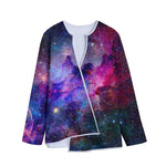Colorful Nebula Galaxy Space Print Long Sleeve Short Coat