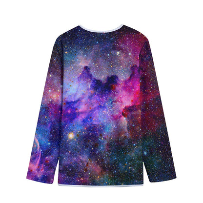 Colorful Nebula Galaxy Space Print Long Sleeve Short Coat