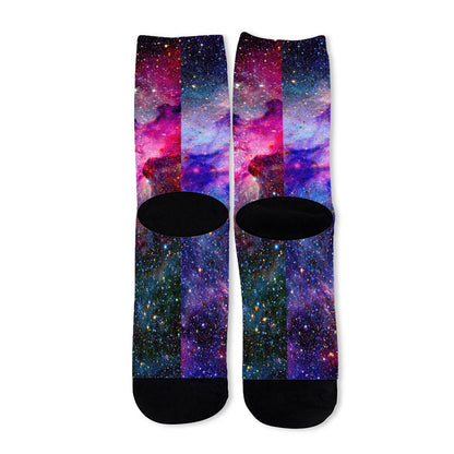 Colorful Nebula Galaxy Space Print Long Socks