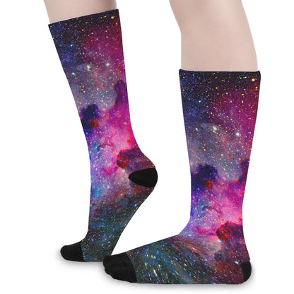 Colorful Nebula Galaxy Space Print Long Socks