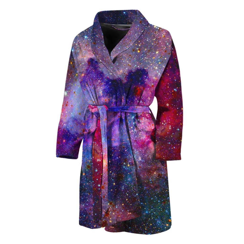 Colorful Nebula Galaxy Space Print Men's Bathrobe