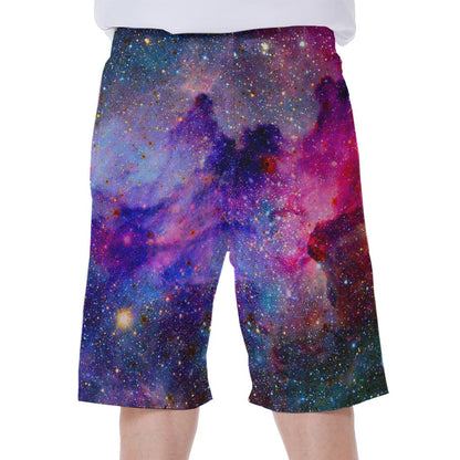Colorful Nebula Galaxy Space Print Men's Beach Shorts