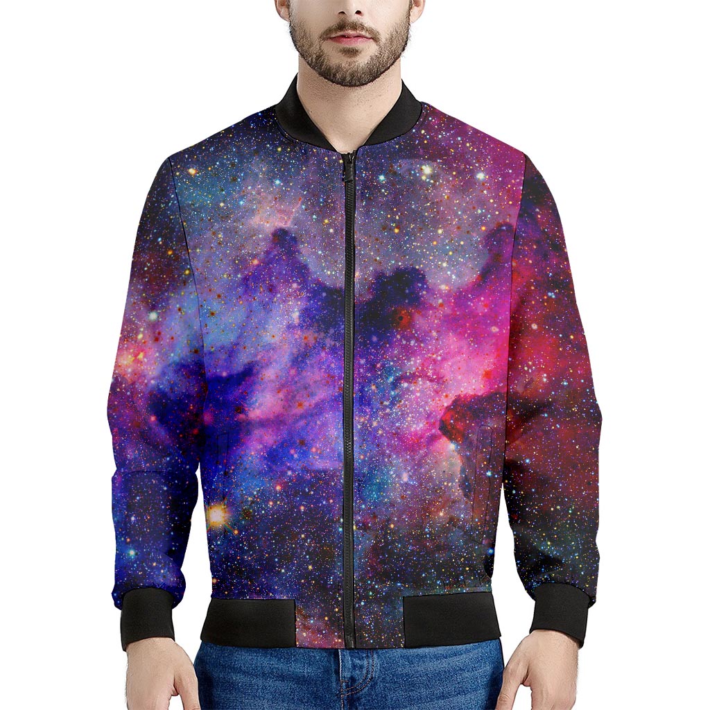 Colorful Nebula Galaxy Space Print Men's Bomber Jacket