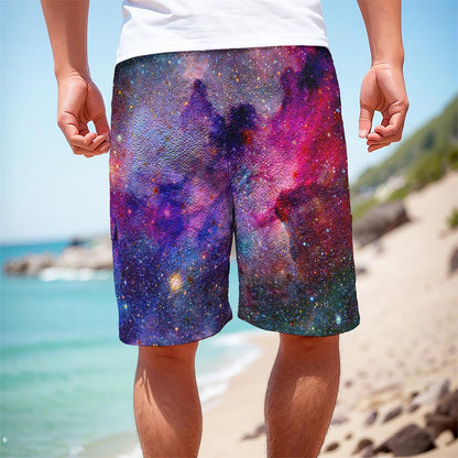 Colorful Nebula Galaxy Space Print Men's Cargo Shorts