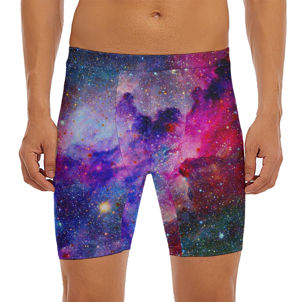 Colorful Nebula Galaxy Space Print Men's Long Boxer Briefs