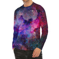 Colorful Nebula Galaxy Space Print Men's Long Sleeve Rash Guard