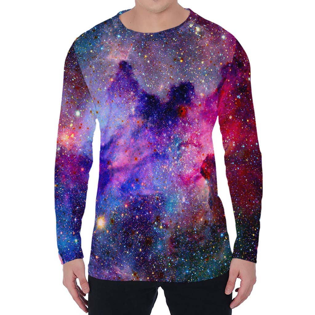 Colorful Nebula Galaxy Space Print Men's Long Sleeve T-Shirt
