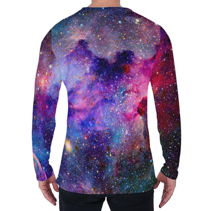 Colorful Nebula Galaxy Space Print Men's Long Sleeve T-Shirt