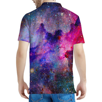 Colorful Nebula Galaxy Space Print Men's Polo Shirt