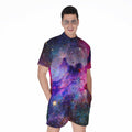 Colorful Nebula Galaxy Space Print Men's Romper