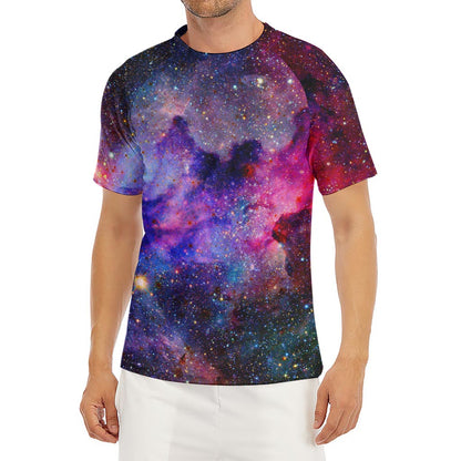 Colorful Nebula Galaxy Space Print Men's Short Sleeve Rash Guard