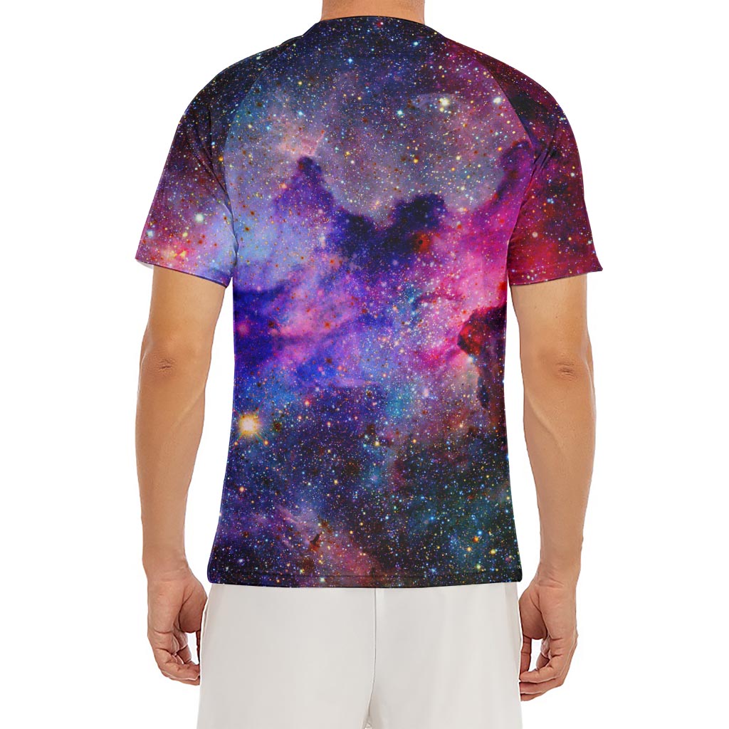 Colorful Nebula Galaxy Space Print Men's Short Sleeve Rash Guard