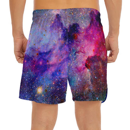 Colorful Nebula Galaxy Space Print Men's Split Running Shorts