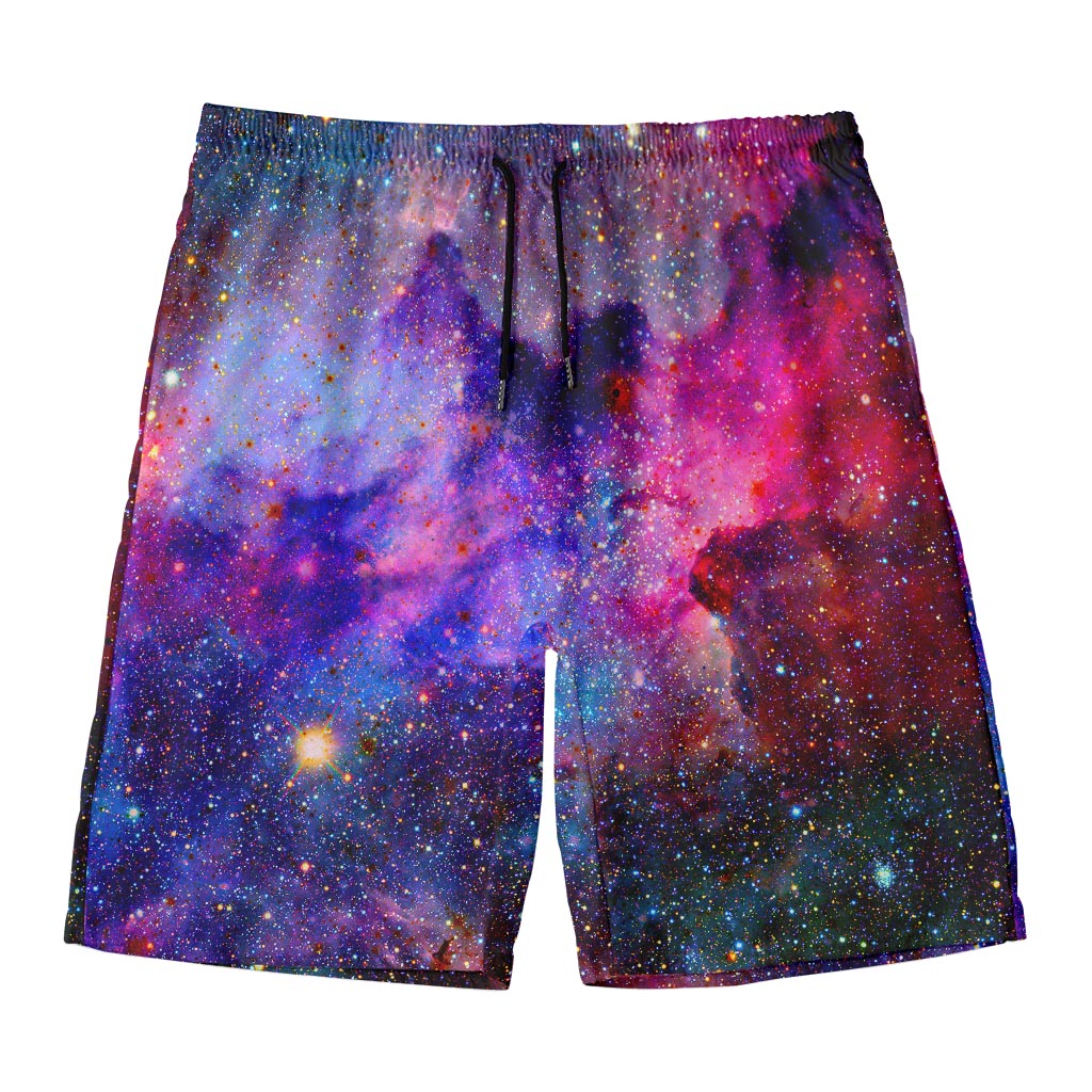 Colorful Nebula Galaxy Space Print Men's Swim Trunks
