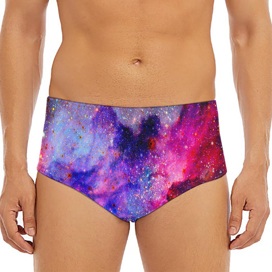 Colorful Nebula Galaxy Space Print Men's Triangle Swim Briefs